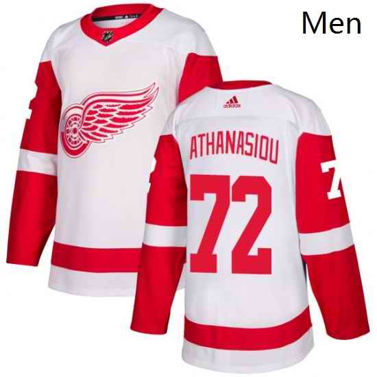 Mens Adidas Detroit Red Wings 72 Andreas Athanasiou Authentic White Away NHL Jersey
